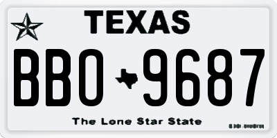 TX license plate BBO9687