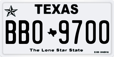 TX license plate BBO9700