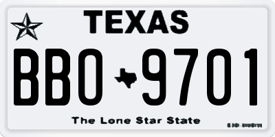 TX license plate BBO9701