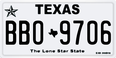 TX license plate BBO9706