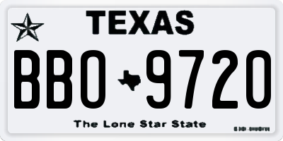 TX license plate BBO9720