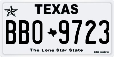 TX license plate BBO9723