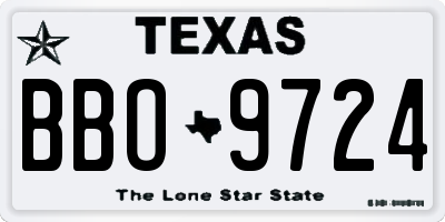TX license plate BBO9724