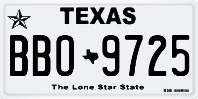 TX license plate BBO9725