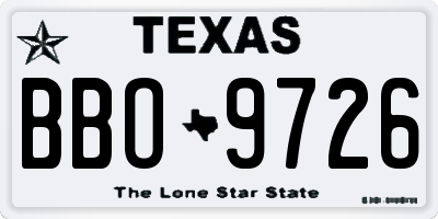 TX license plate BBO9726