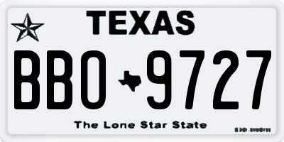 TX license plate BBO9727