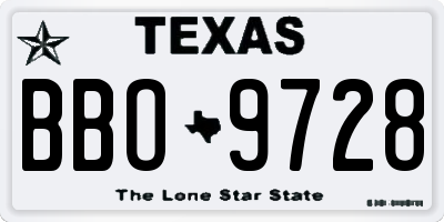 TX license plate BBO9728