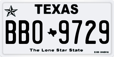TX license plate BBO9729