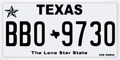 TX license plate BBO9730