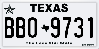 TX license plate BBO9731
