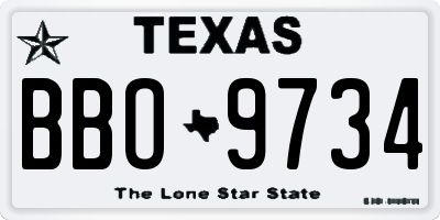 TX license plate BBO9734