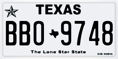 TX license plate BBO9748