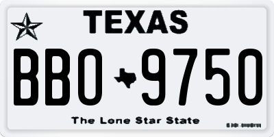 TX license plate BBO9750