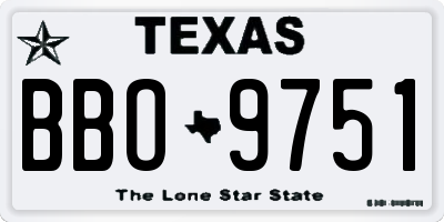 TX license plate BBO9751