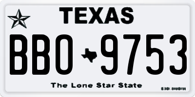 TX license plate BBO9753
