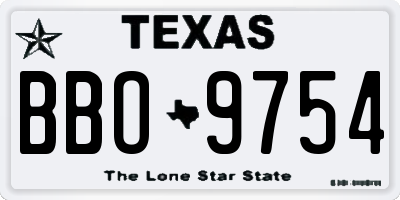 TX license plate BBO9754