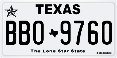 TX license plate BBO9760