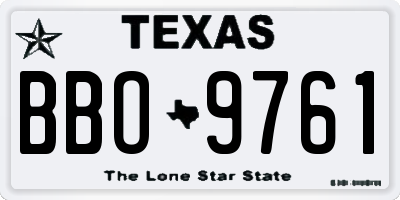 TX license plate BBO9761