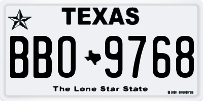 TX license plate BBO9768
