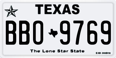 TX license plate BBO9769