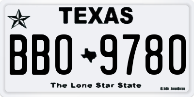 TX license plate BBO9780