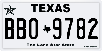TX license plate BBO9782