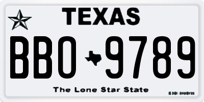 TX license plate BBO9789
