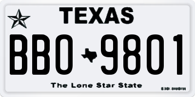 TX license plate BBO9801