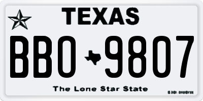 TX license plate BBO9807