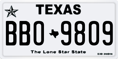 TX license plate BBO9809