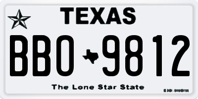 TX license plate BBO9812