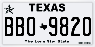 TX license plate BBO9820