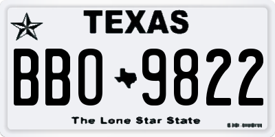 TX license plate BBO9822