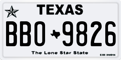 TX license plate BBO9826