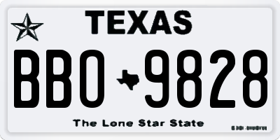 TX license plate BBO9828