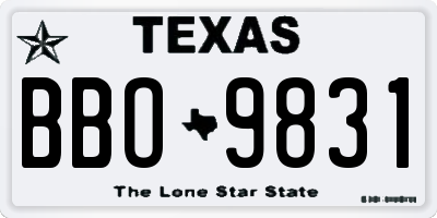 TX license plate BBO9831