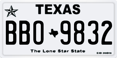 TX license plate BBO9832