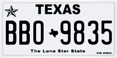 TX license plate BBO9835