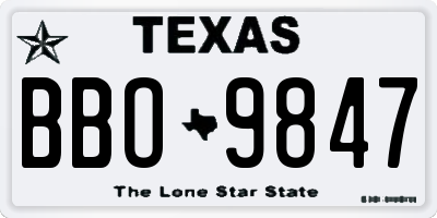 TX license plate BBO9847
