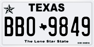 TX license plate BBO9849