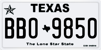 TX license plate BBO9850