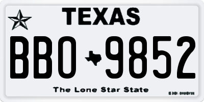 TX license plate BBO9852