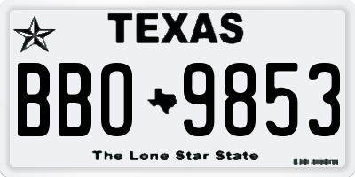 TX license plate BBO9853