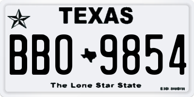TX license plate BBO9854