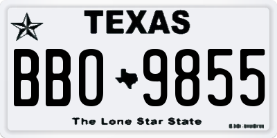 TX license plate BBO9855