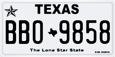 TX license plate BBO9858