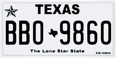 TX license plate BBO9860