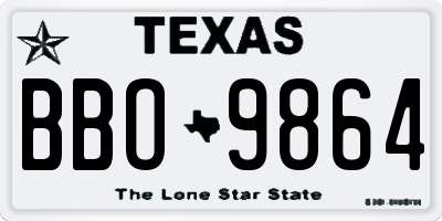 TX license plate BBO9864