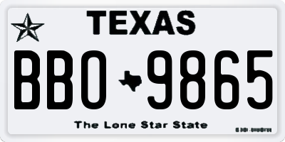 TX license plate BBO9865