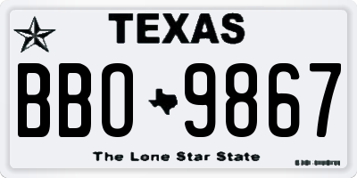 TX license plate BBO9867